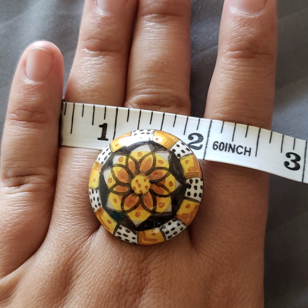 Unique Ceramic Hand Painted Ring - image 6